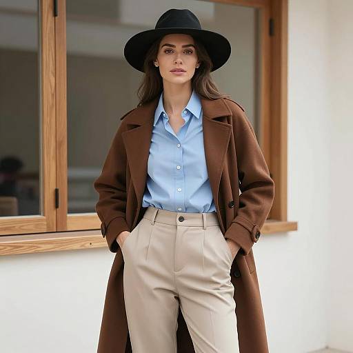 Confident woman in modern detective outfit