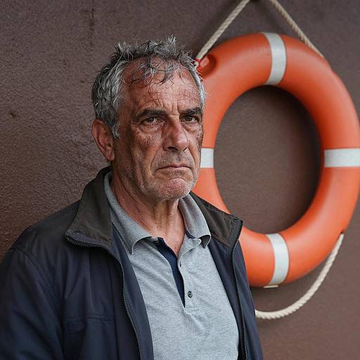 Somber Man Against Rough Wall