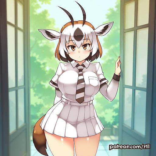 Illustration of Arabian oryx (kemono friends), kemono friends in the style of Rtil