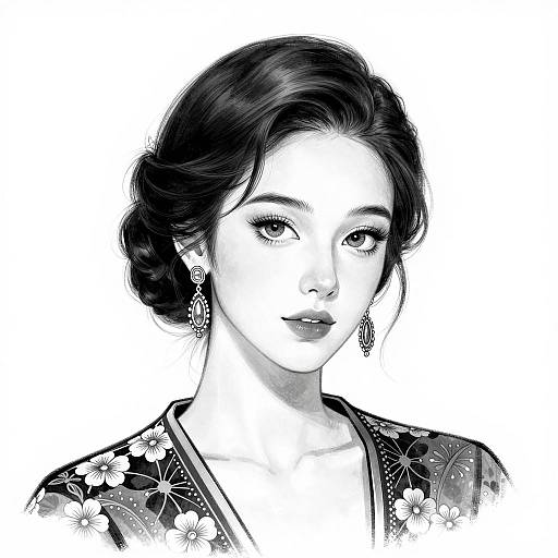 Elegant Black and White Portrait of Woman