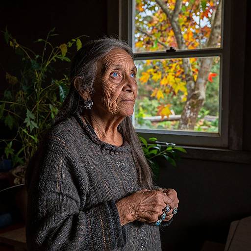 Enigmatic Aboriginal Elderly Woman Portrait