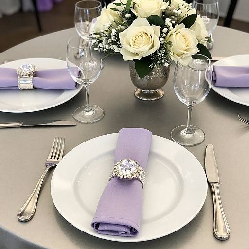 Refined Silver Wedding Table Setting