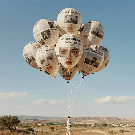 Surreal Landscapes with Floating Balloons