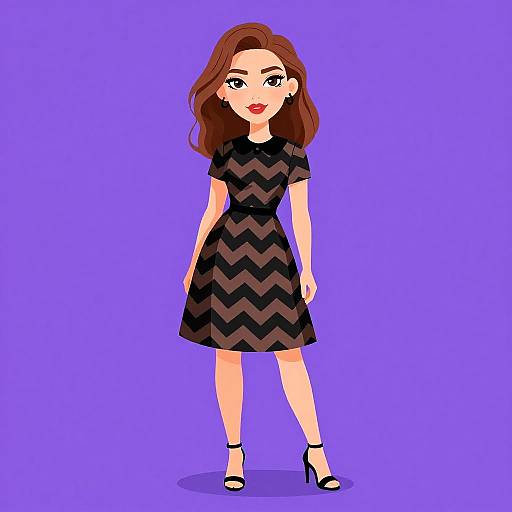 Stylish Woman in Mod Zigzag Dress