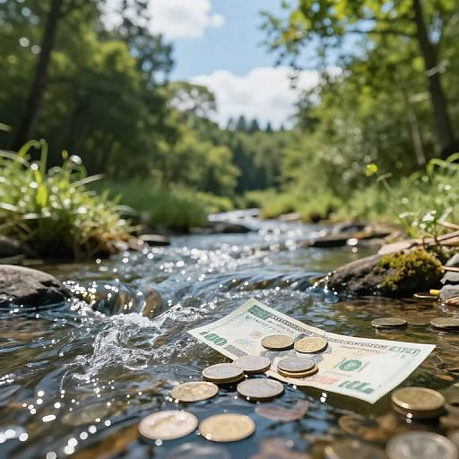 River of Money Flowing Through Wealth