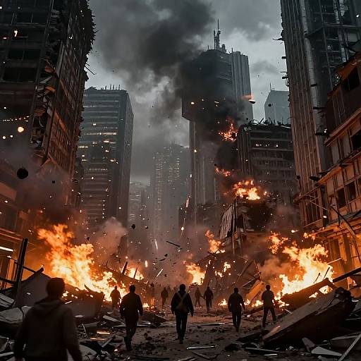 Futuristic City in Chaotic Destruction