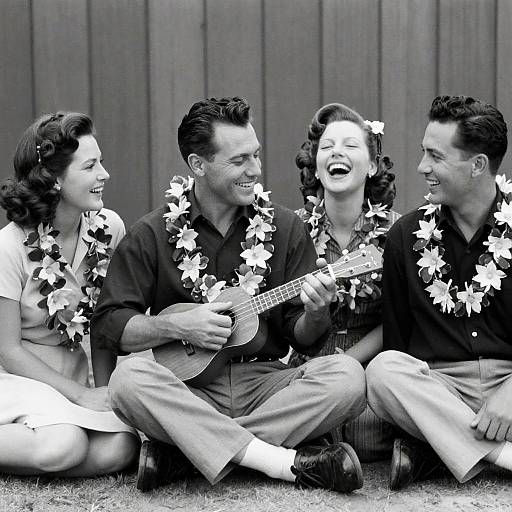 1940s Group Portrait with Ukulele Joy