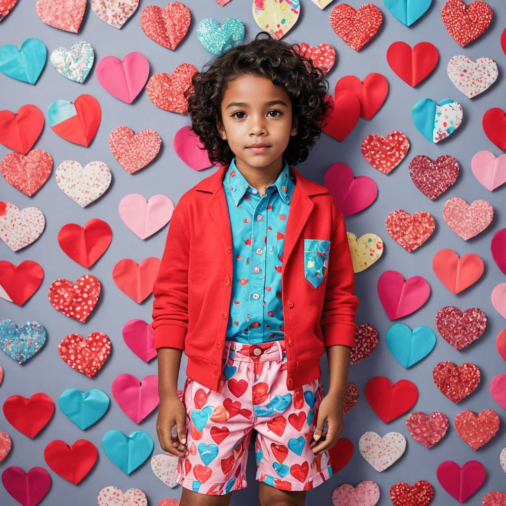 Adorable 8-Year-Old in Valentine's Outfit