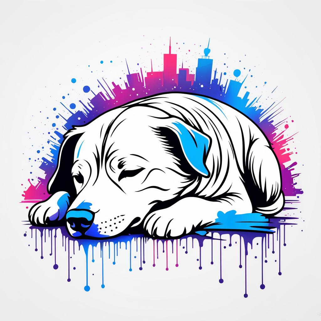 Graffiti-Inspired Sleeping Dog Line Art