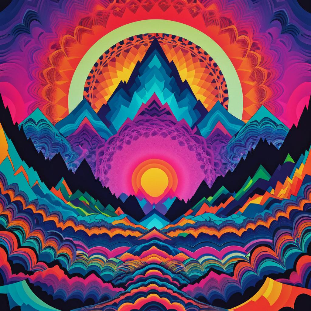 Circular Psychedelic Mountain Artwork