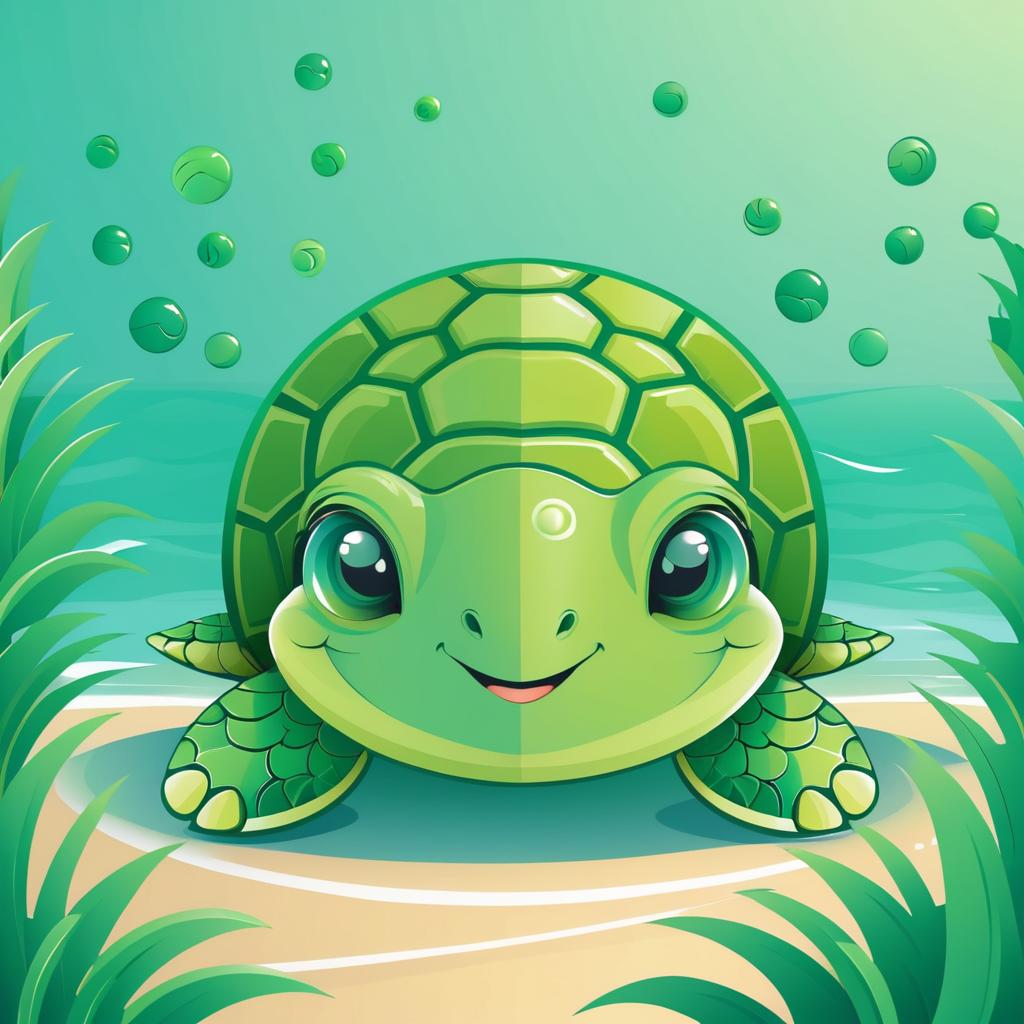 Charming Turtle with Sea Shell Illustrations