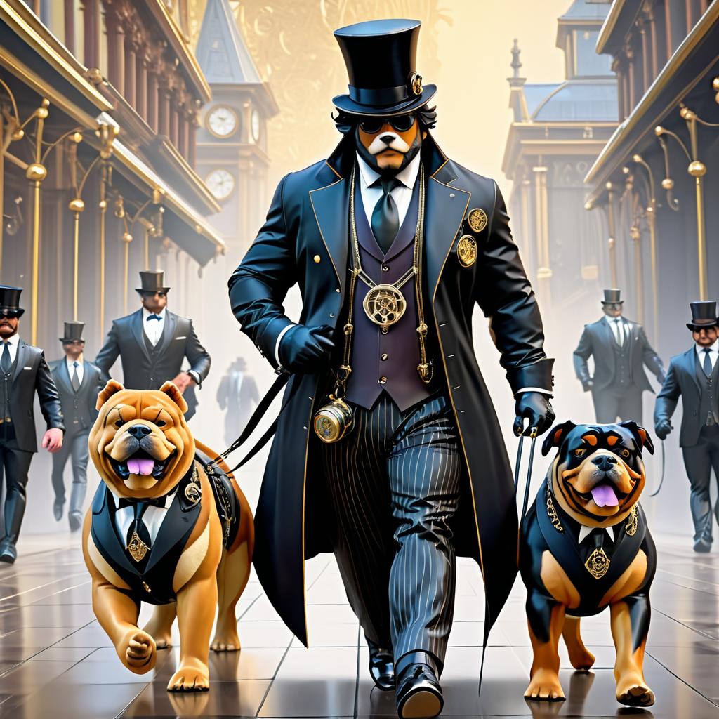 Steampunk Bear and Dogs in Suit