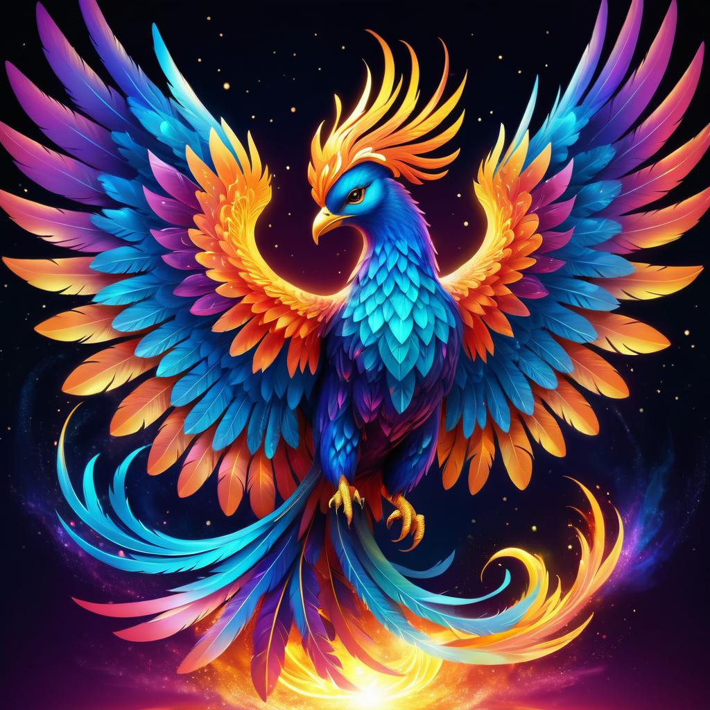 Vibrant Celestial Phoenix Fantasy Artwork