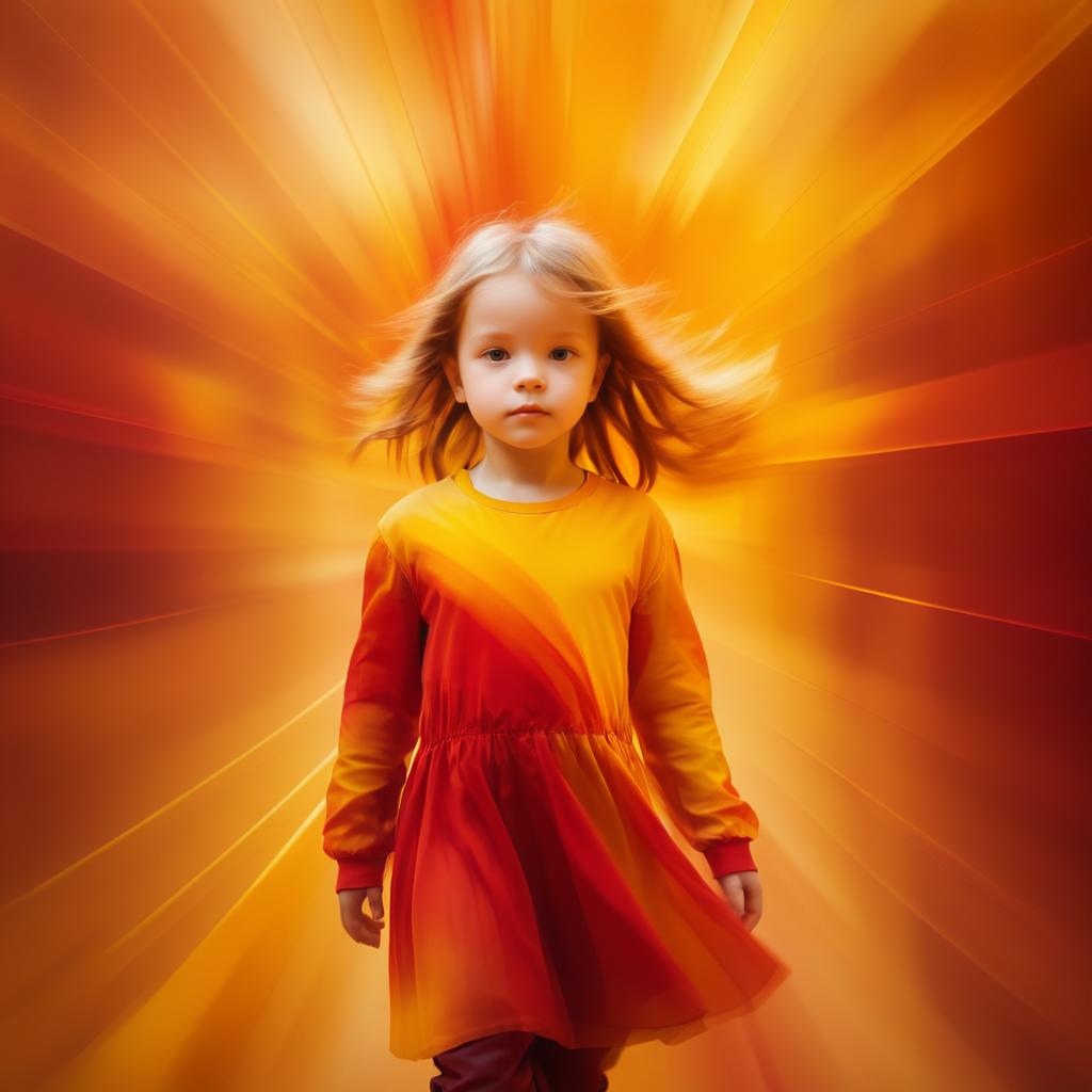 Surreal Abstract Portrait of Child in Motion