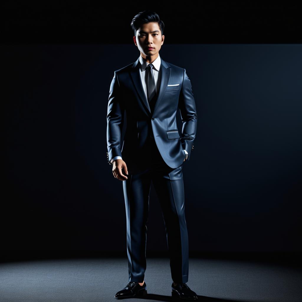 Fashionable Asian Male in Tailored Suit