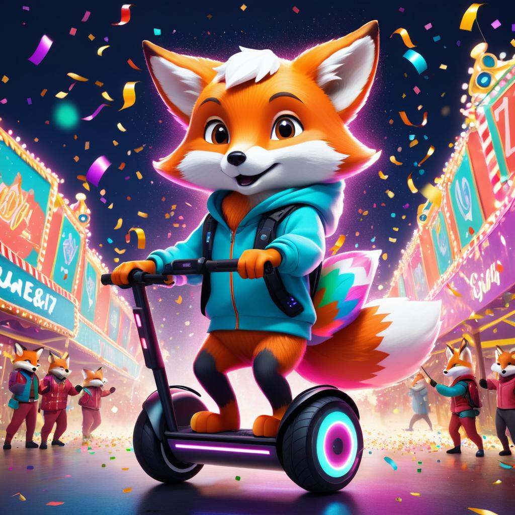 Festive Fox on a Segway Adventure