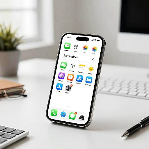 Smartphone Reminders on Minimalist Desk
