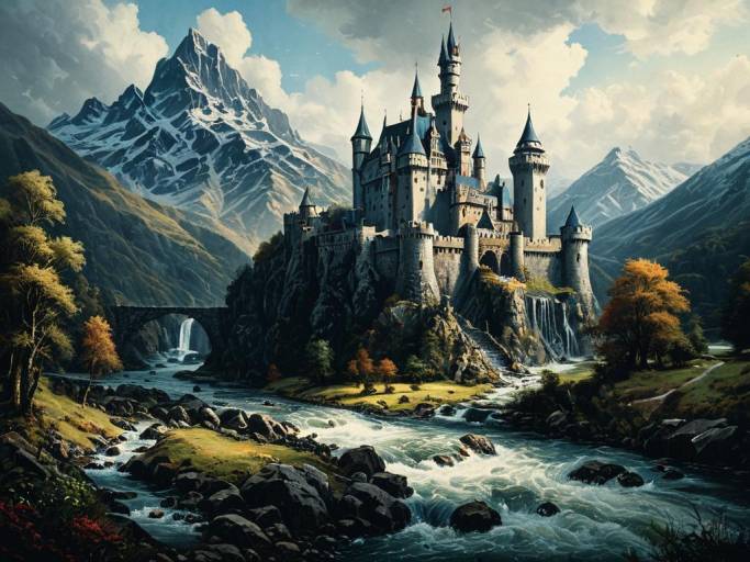 Majestic Castle in Fantasy Landscape