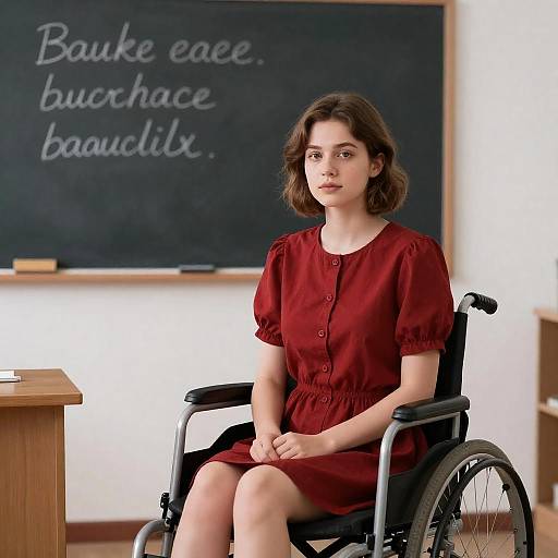 Young Woman in Wheelchair in Classroom