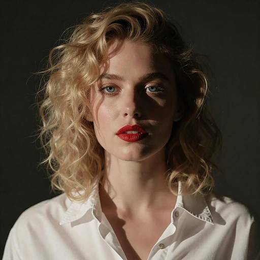 Dramatic Side-Lit Blonde Portrait Photo