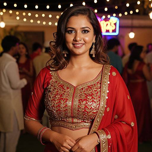 Vibrant Red and Gold Party Salwar Suit