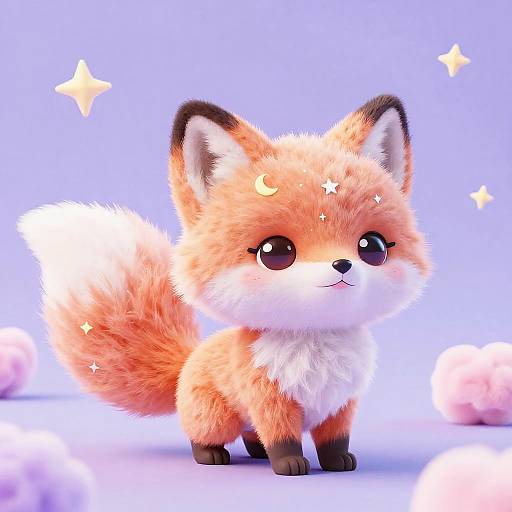 Dreamy Kawaii Cloud Fox with Cotton-Candy Tail