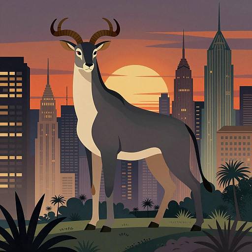 Surrealist Wildlife in Art Deco City