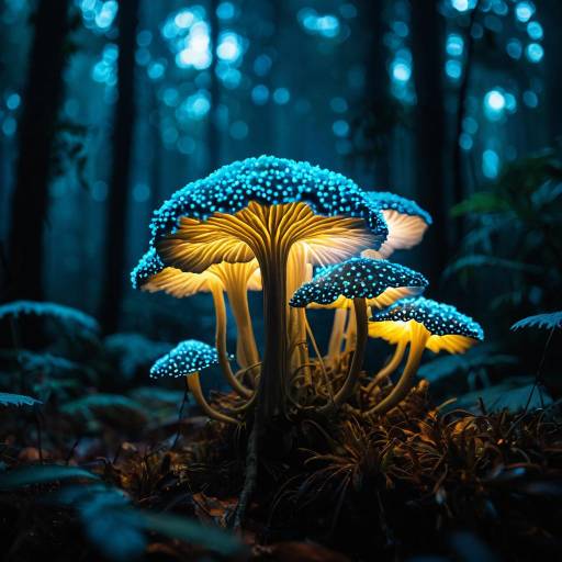 Bioluminescent Fungi in Enchanted Rainforest Bioluminescent Fungi in Enchanted Rainforest