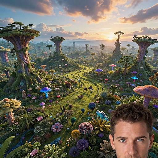 Aerial View of Lush Alien Biome