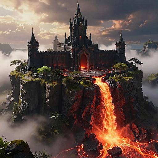 Majestic Obsidian Fortress Landscape