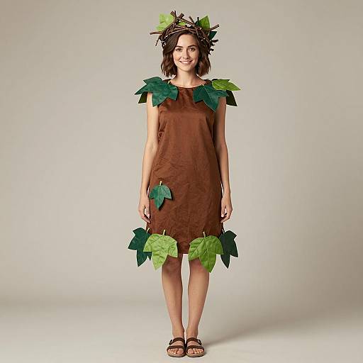 Woman in Tree Costume with Leaf Decorations