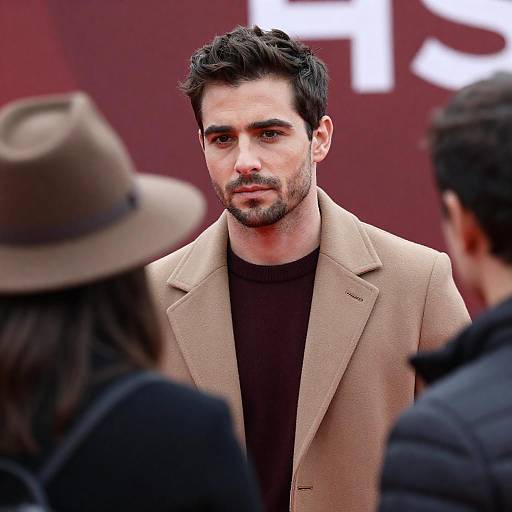 Handsome Man with Tan Coat in Focus