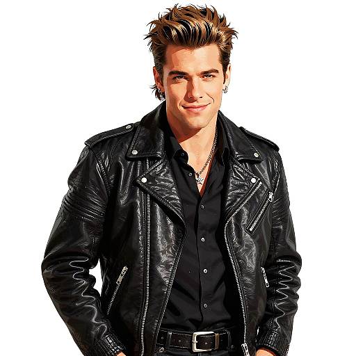 Charismatic Rockstar in Leather Jacket