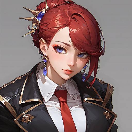 Mature Anime Woman with Red Hair