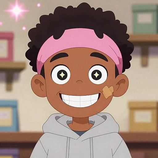 Playful Cartoon Boy in a Cozy Room