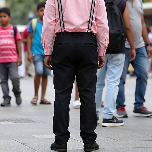 Man in Pink Shirt with Suspenders