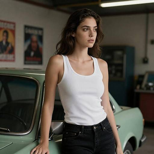 Slender Woman by Vintage Green Car