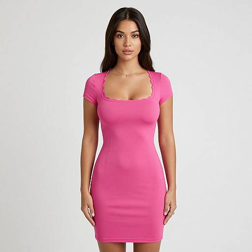 Minimalist Chic Woman in Hot Pink Dress