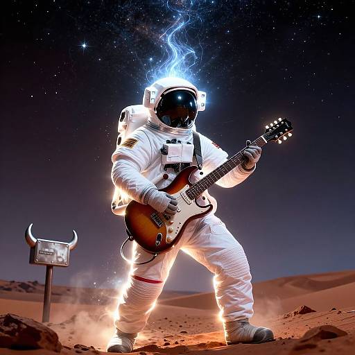 Energetic Astronaut Rocking on Mars