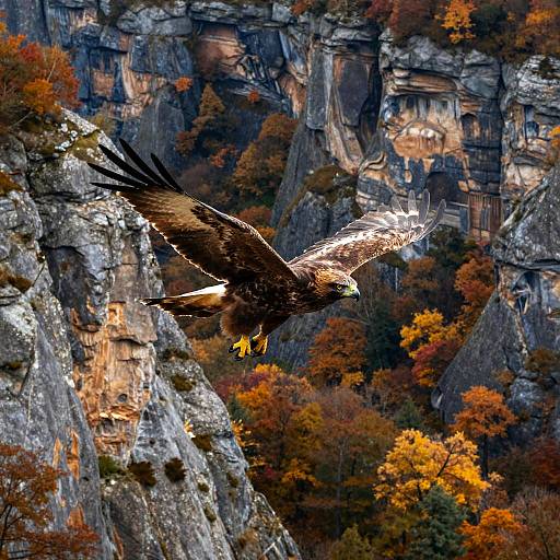 Majestic Buzzard Over Autumn Cliffs