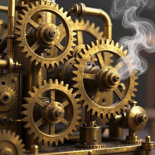 Intricate Steampunk Machinery with Brass