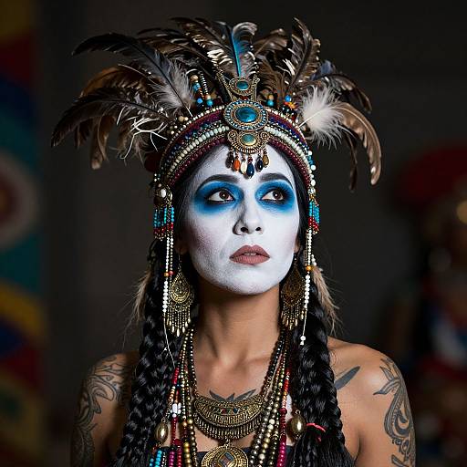 Dramatic Portrait of Ornate Tribal Woman