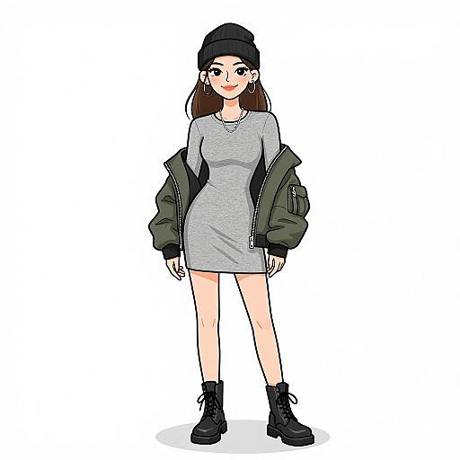 Smiling Woman in Casual Urban Outfit