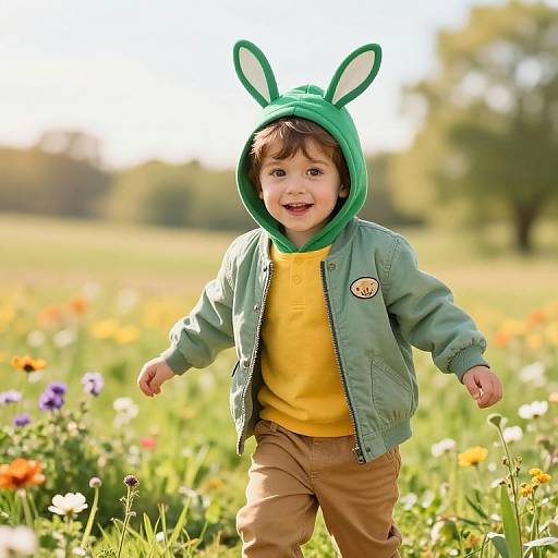 Playful Boy in Sunny Meadow
