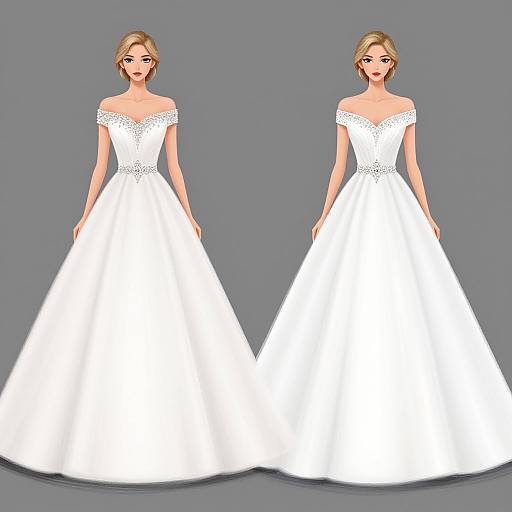 Elegant Off-Shoulder Wedding Dress Sketches