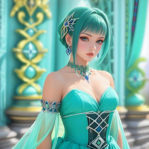 Elegant Girl from Ys VIII in Teal Dress