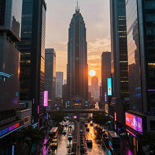 Futuristic Cyberpunk Neon Cityscape