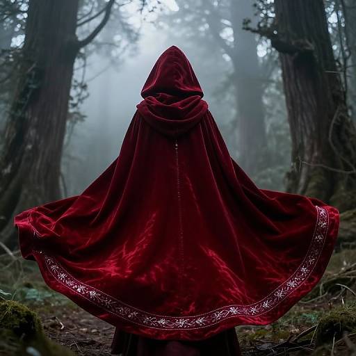 Crimson Velvet Hooded Cape Fantasy