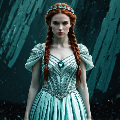 Princess in Silver Gown with Aqua Crystal Circlet