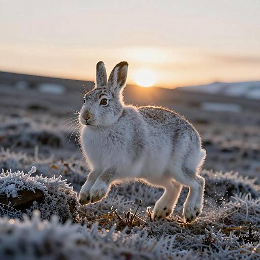 Cinematic Arctic Hare in Frosty Landscape